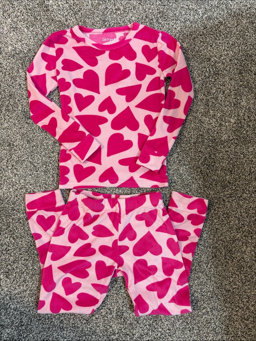 Kids Cat & Jack Pink Heart-Print Pajama Set